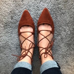 NWOT Express Size 8 Lace Up Brown Flats